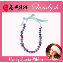 Schöne handgemachte Weihnachten Ribbon Lace Candy Perlen Halskette für Kinder